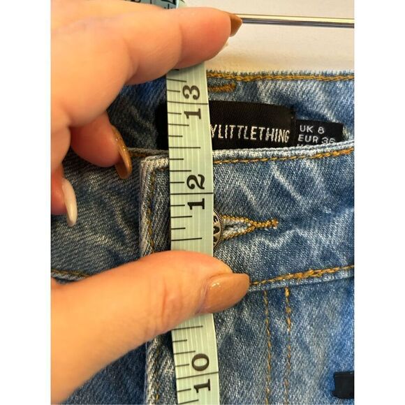 NWT PrettyLittleThing Shape Rip Detail Wide-leg jeans size 4 light blue wash - Picture 7 of 11